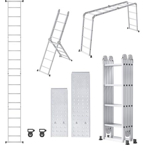 Froadp Échelle multifonction 6 en 1 - 4,7 m - En aluminium - Avec 2 roulettes et plateforme - Charge maximale : 150 kg (1/5)