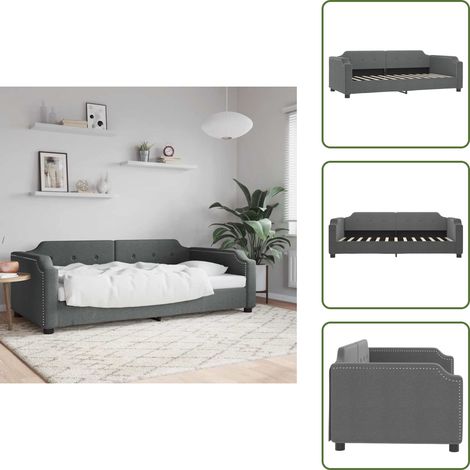Tagesbett Dunkelgrau 80x200 cm Stoff - Schlafsofa - Sofa Bett - Gästebett - Doppelbett - Bettwäsche (1/5)
