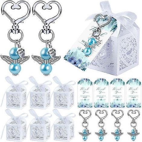 Boîtes de faveur de baptême en papier kraft, clés en alliage, pendentifs bagues, cadeaux d'invitation de mariage. (1/4)