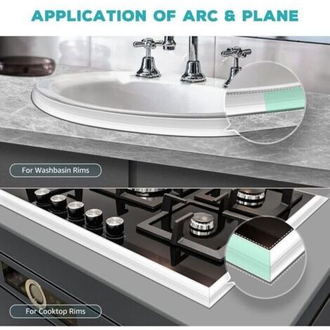 Mastic silicone blanc pour salle de bain, baignoire, ruban adhésif souple, résistant à la moisissure et imperméable, idéal pour les coins de cuisine et de toilettes. (1/3)