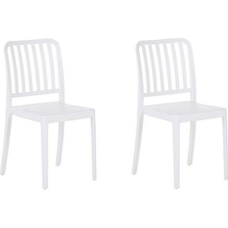 Gartenstuhl 2er Set SERSALE Kunststoff Weiß