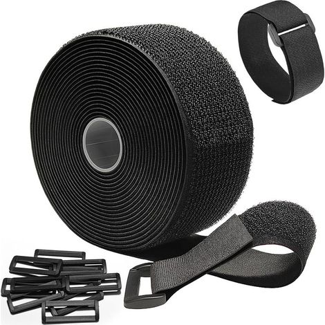5cm X 5m Attache Cable,Reutilisable Nylon Rouleau Scratch pour Rangement Cable(Avec 25 Boucles), Libre de Couper Rouleau de Scratch pour à la Maison et au Bureau (1/5)