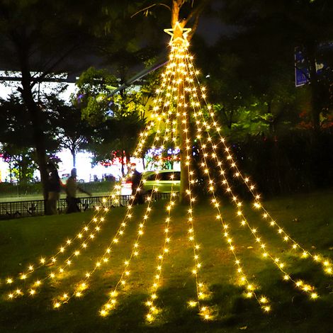 Lumières LED pour arbre de noël guirlande lumineuse USB en cascade étanche 8 modes plein air mariage 9 pièces (1/3)