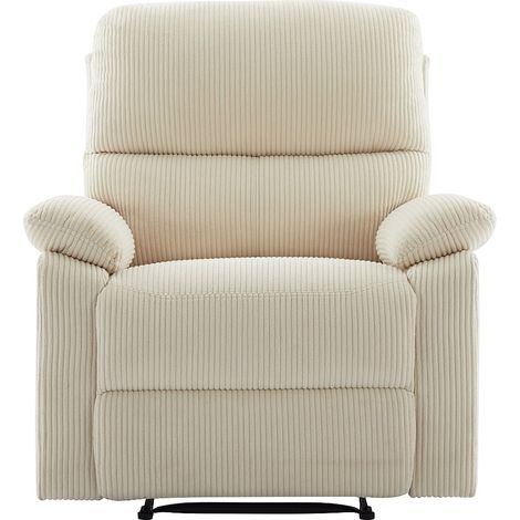 Fauteuil relax électrique en velours côtelé beige LUNANO (1/4)