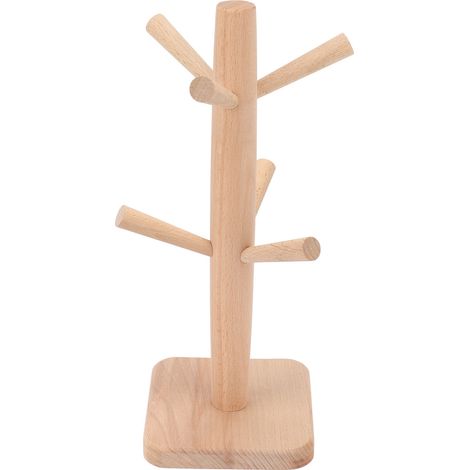 Porte-gobelets en hêtre design rainuré - Rangement de tasses en vrac pour cuisine et maison
