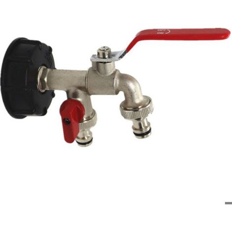 Adaptateur de réservoir en laiton, double robinet S60x6, raccord de réservoir de pluie, vanne de tonneau IBC de 1000 litres, 15mm (1/4)