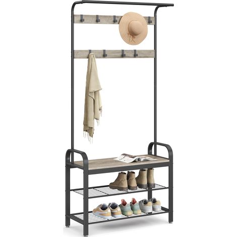 Porte-Manteau avec Étagère à Chaussures, 4-en-1, Vestiaire (1/5)
