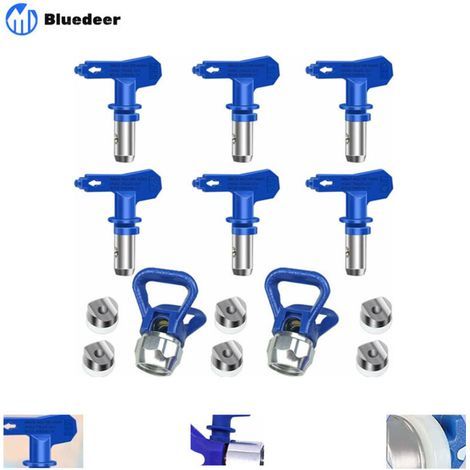 Bluedeer – Lot de 6 buses de pulvérisation airless réversibles – Acier inoxydable haute résistance – Tailles 211, 315, 417, 515, 517, 523 – Pour peinture fine industrielle (1/5)