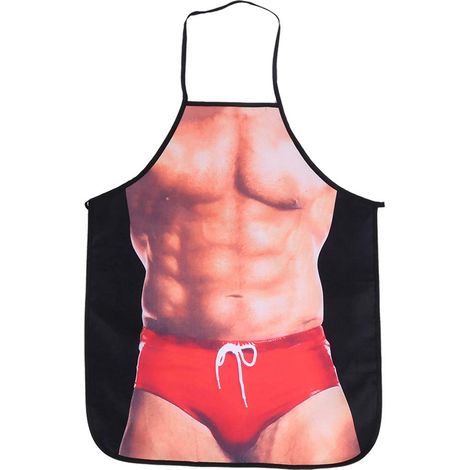 Duokon Grembiule da cucina 3D divertente e sexy per uomo e donna, grembiuli da cucina creativi per fidanzato, regali divertenti per feste, regalo scherzoso per cucinare (uomo sexy). (1/5)