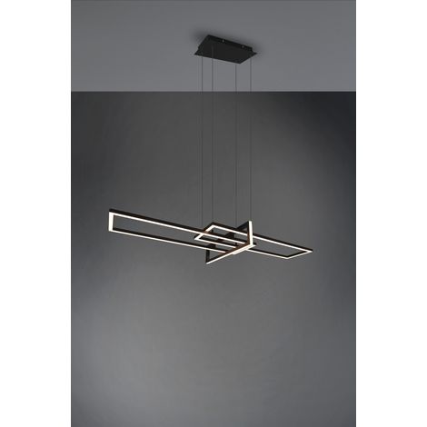 Suspensión Salinas 3 Rectángulos Led 34w Negro L110 cm Regulable Trio Iluminación