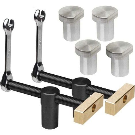 Lot de 2 pinces rapides pour banc avec 4 bancs pour trous de 20 mm, butées de positionnement pour banc de bricolage et pinces rapides pour trous de 20 mm (1/4)