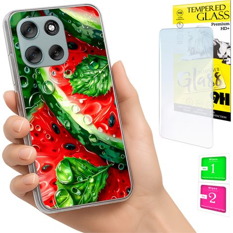 Funda para Motorola Moto G56 con foto, diseño de sandía y cristal. (1/5)