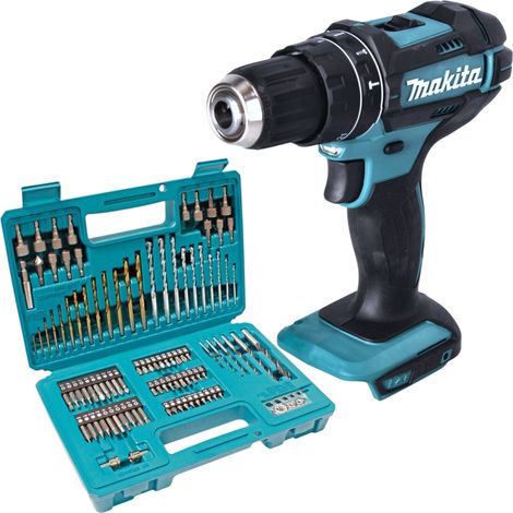 Taladro de percusión sin cable Makita DHP 482 Z 18 V 62 Nm + juego de 102 brocas - sin batería, sin cargador (1/4)