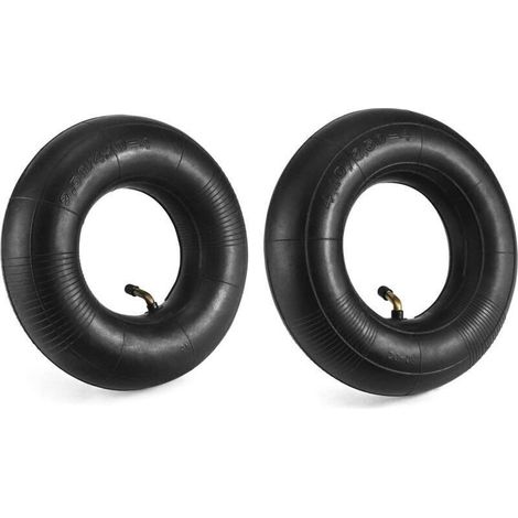 Chambre à air de rechange 2 pièces 4.10/3.50-4 avec valve pliée, compatible pour tondeuses à gazon et camions à main (1/5)