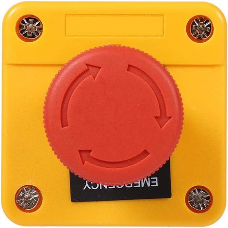 Interrupteur D'Arrêt D'Urgence - Tête Champignon Rouge - 660 V 10 A - Boîtier Plastique - DPST 1 NO + 1 NC - 4 Bornes À Vis - 1 Pièce (1/5)