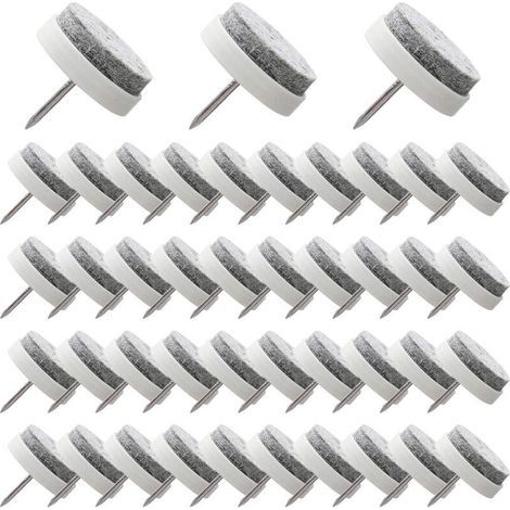 50 Pcs Patin Chaise a Clouer 24mm Blanc Tampon Chaise en Feutre pour Protéger Pieds des Meubles (1/5)