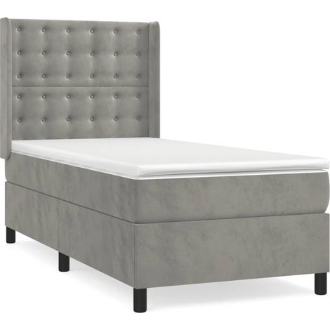 Maison Exclusive - Cama box spring con colchón terciopelo gris cl (1/5)