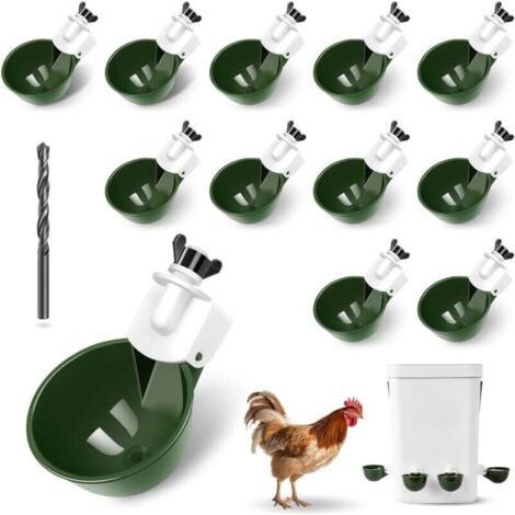 Lot de 12 abreuvoirs pour poules, système d’arrosage automatique à remplissage par gravité, distributeurs d’eau pour volailles (1/5)