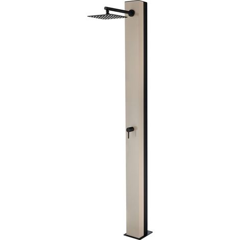 Ducha Solar Exterior para Piscina y Jardin/Con deposito de Agua (Aluminio) hasta 39L/Se calienta con el Sol/Griferia Ext para Piscinas(Moka)
