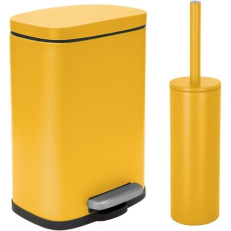 Set Poubelle à pédale 5L & Brosse Wc AKIRA Safran mat Spirella (1/5)