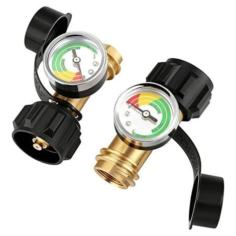 Manomètre pour bouteilles de propane avec indicateur de pression et de niveau pour bouteilles de 5 à 40 lb Compatible avec barbecue, chauffage, VR, caravane, foyer extérieur et plus encore Raccord Q (1/5)