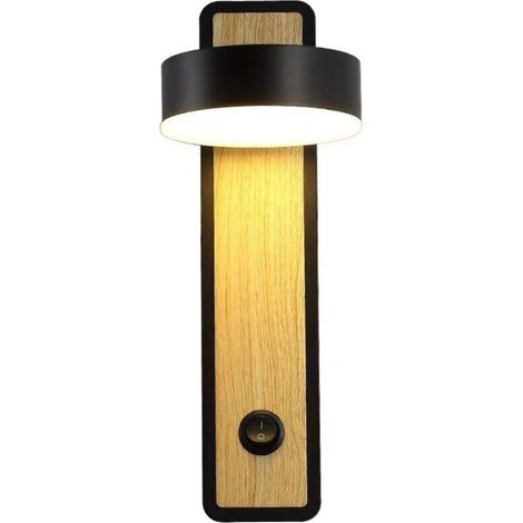 noir Applique murale en bois de style rétro européen, en aluminium, idéale pour une chambre, lumière chaude