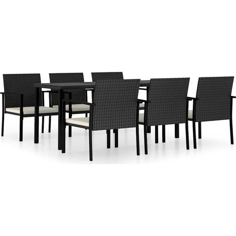 Maison Exclusive - Set da Pranzo da Giardino 7 pz in Polyrattan Nero (1/5)
