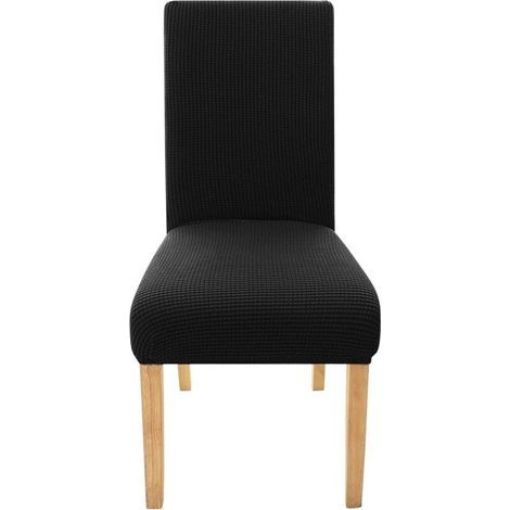 Housse de chaise de mariage en jacquard extensible, lavable en intérieur, bon marché, noire, pour salle à manger (1/3)