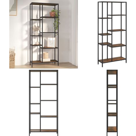 Étagère à livres 80x30x180 cm Acier et bois d'ingénierie - Bibliothèque - Étagère - Meuble De Rangement - Rangement Mural - Décoration Intérieure - Home & Living (1/5)