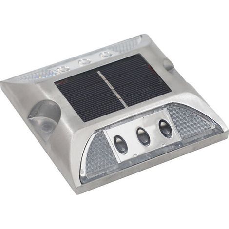 Marqueurs de sol solaires à LED. éclairage solaire pour terrasses et allées. réflecteur routier à LED. plot lumineux extérieur étanche pour allées et autoroutes (Blanc) (1/4)
