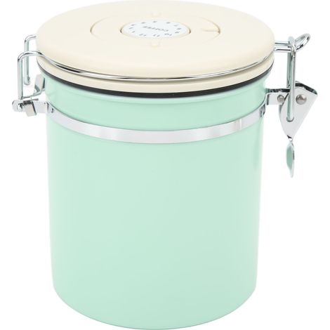 Boîte à café hermétique en acier inoxydable vert menthe de qualité alimentaire, avec dosette et roue à dattes pour thé et noix, 1,5 L (1/5)