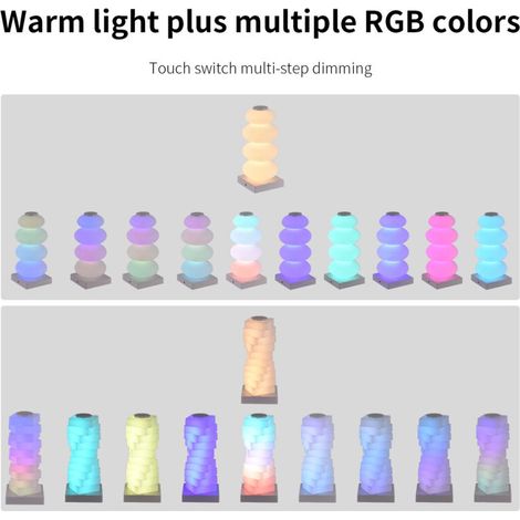 Lampe d'ambiance RGB avec variateur tactile, lampe de table LED moderne ronde 3000K+16 couleurs changeantes, lampe d'ambiance, lampes de chevet pour chambre à coucher, salon, enfants