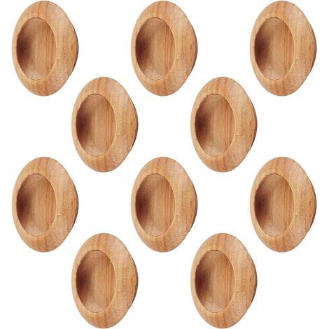 Set mit 10 runden Türgriffen aus Holz – Schiebe-, Scheunentor-, Einbau- und unsichtbare Griffe (1/5)