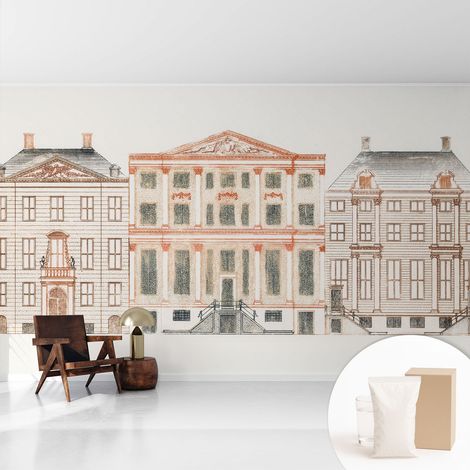 Tapete Vliestapete mit Kleber modern - Wanddeko für Küche - Klebefolie Wand - luxus Look Klassische Gebäude 416x254 cm (1/5)