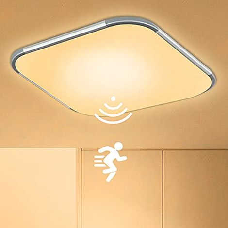 LED Deckenleuchte mit Bewegungsmelder 24W LED Sensor Deckenlampe Flurleuchte Moderne Rund Deckenlampe mitfür Wohnzimmer Schlafzimmer 30x30cm Warmweiß NAIZY (1/5)