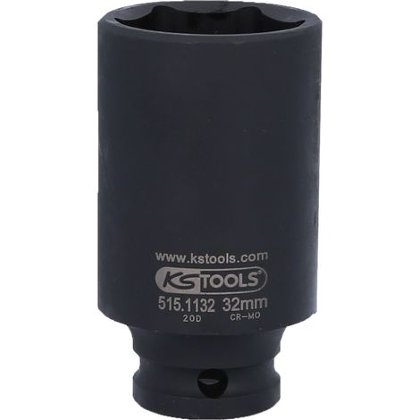 KS Tools 515.1132 Bussola Esagonale per Avvitatori ad Impulsi, Lunga, 32 mm, 1/2" (1/4)