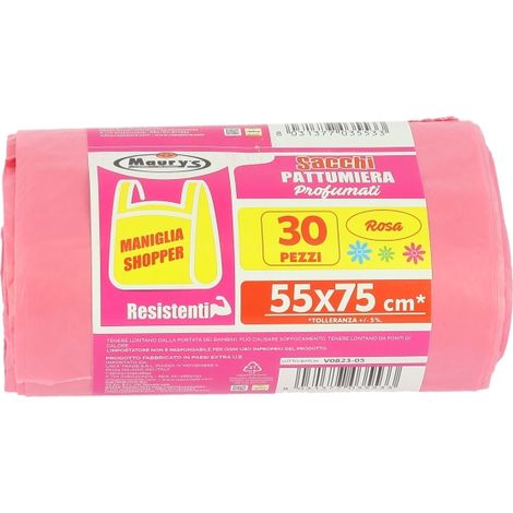 MAURY'S SACCHETTI PATTUMIERA ROSA DA 55X75 CONFEZIONE 30PZ CON MANIGLIA