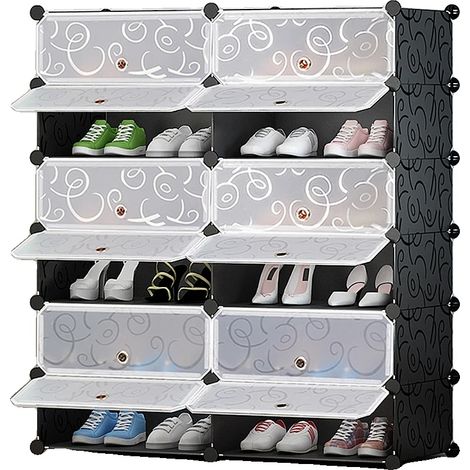 Zapatero, diseño moderno, fácil montaje, negro. (1/2)
