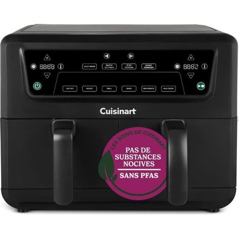 Ölfreie Fritteuse CUISINART - Airfryer AFD10OBLE - Kapazität 10,4L - Doppelte Fässer - Schwarz - 2400W