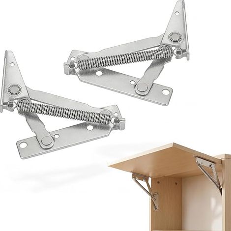 80° Spring Hinges for Furniture and Cabinets, Stainless Steel Lid Hinges for Folding Beds, Sofas and Cabinet Doors, Fixing Accessory (1/5)