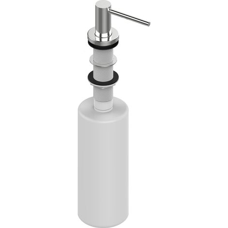 Dispenser sapone per top cucina tondo ricaricabile da sopra - testina erogatore in puro acciaio inossidabile - Lucido (1/4)