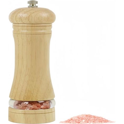 [NEVER USED] Adjustable wooden manual salt and pepper mill, 22.5 cm, original color.