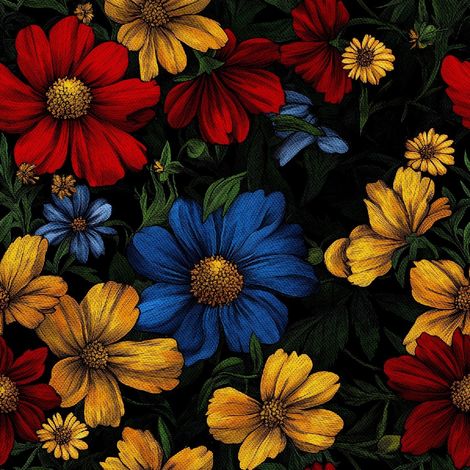Outdoor dekostoffe oxford - Motiv Bunte Blumen DX18047 (1/5)