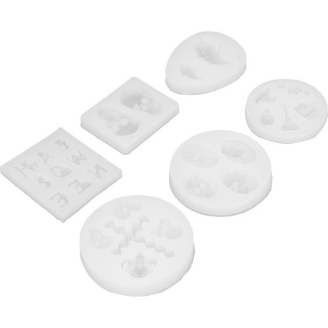 6er-Pack Silikonformen in Totenkopf-, Kreuz- und Geisterform, flexibel, weich, wiederverwendbar, transparent, zum Backen und Basteln. (1/5)