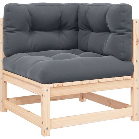 Canapé d'angle de jardin Divan de jardin coussins anthracite Bois de pin massif (1/5)