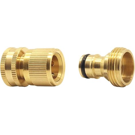 Connecteur Rapide pour Tuyau d'arrosage avec vanne d'arrêt, raccords à Connexion Rapide 3/4" avec vanne à Bille, adaptateurs à Connexion Facile et à dégagement Rapid