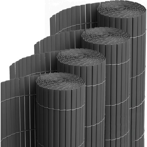 Lot de 4 canisses brise-vue en PVC tube plat – Hauteur 80 cm – Longueur 500 cm – Couleur gris – Protection pour balcon et terrasse – Visiodirect