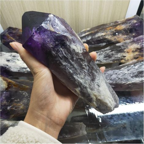 Améthyste Améthyste Naturelle Tour Dorsale Violette Magique Point Reiky Pierre Précieuse Décoration Naturelle de La Maison (Taille : 600-700g) Collections de la Maison (Size : 500-600g) (1/5)