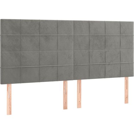 Testiera letto accessorio camera da letto mobile LED 200 x 5 x 118/128 cm tessuto in velluto grigio chiaro TDL0201322