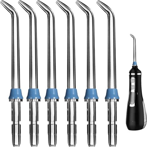 Kit de 6 Embouts Jet Dentaire Haute Pression Compatibles avec WP-100, WP-660, WP-250 et Autres Modèles, Embouts de Rechange Haute Pression Classique pour Hydropulseur Dentaire sans Fil (1/5)